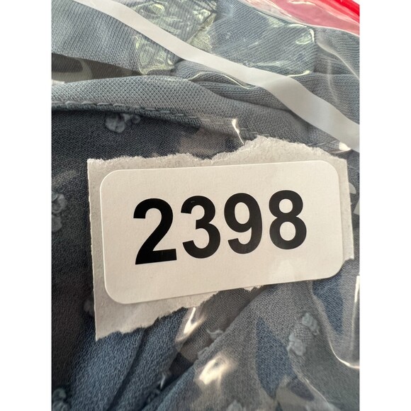 Express Long Sleeve Tiered Ruffle Swiss Dot Dusty Blue Dress Size M NWT!!! - Picture 8 of 8